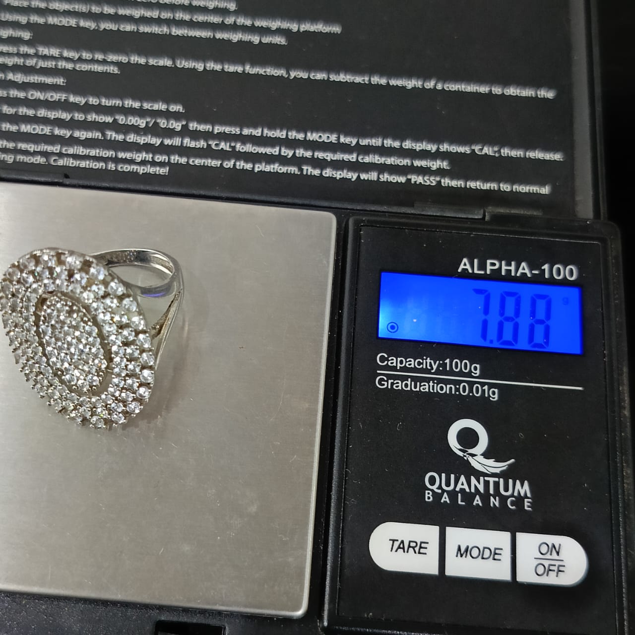 خاتم فضة نسائي مرصع بالأحجار