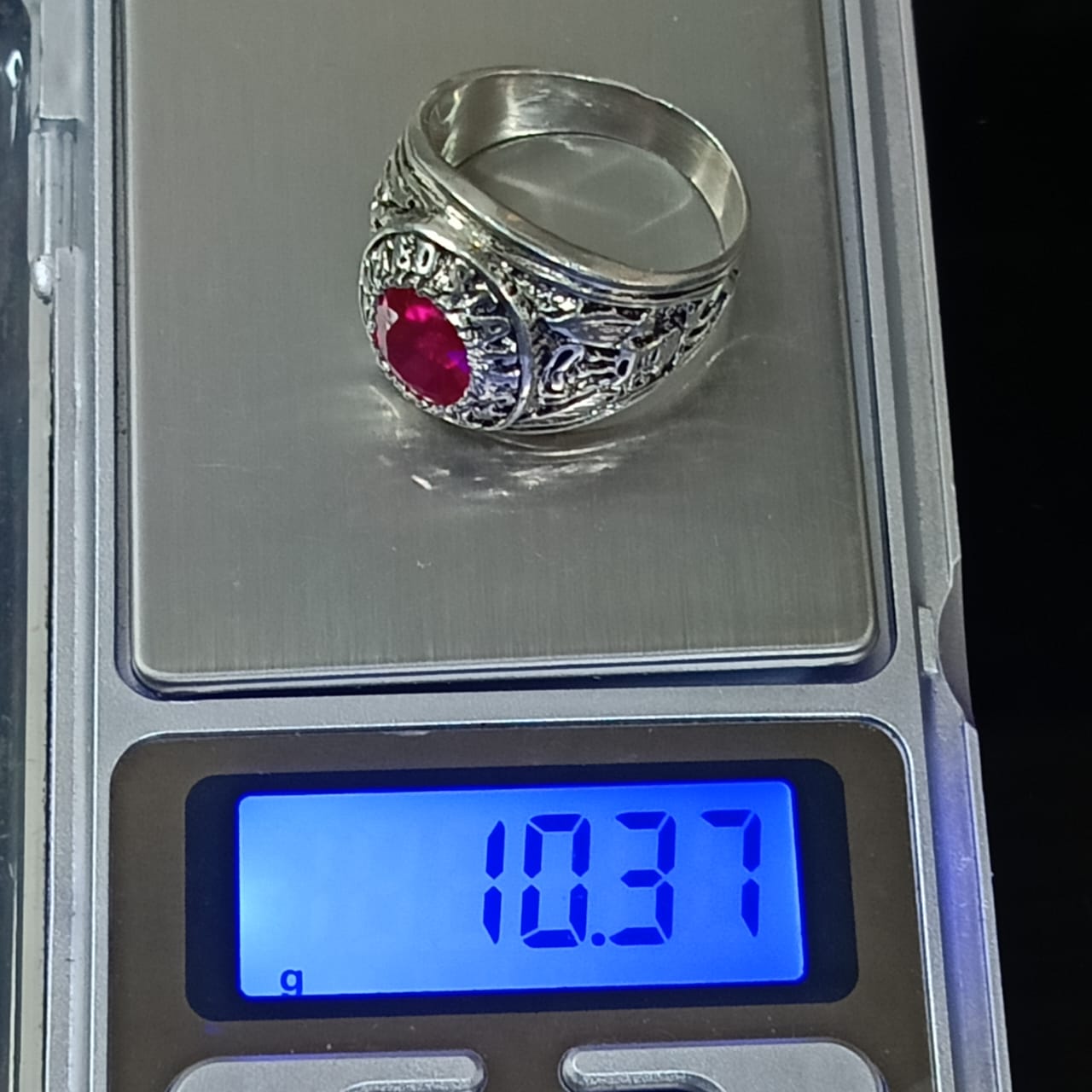 خاتم فضة أمريكي تحفة بحجر ياقوت طبيعي