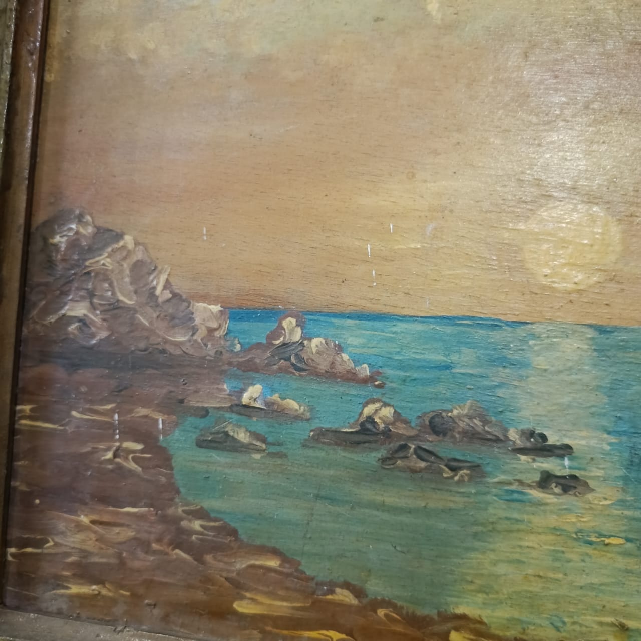 Ancien tableau vintage original sur panneau signée