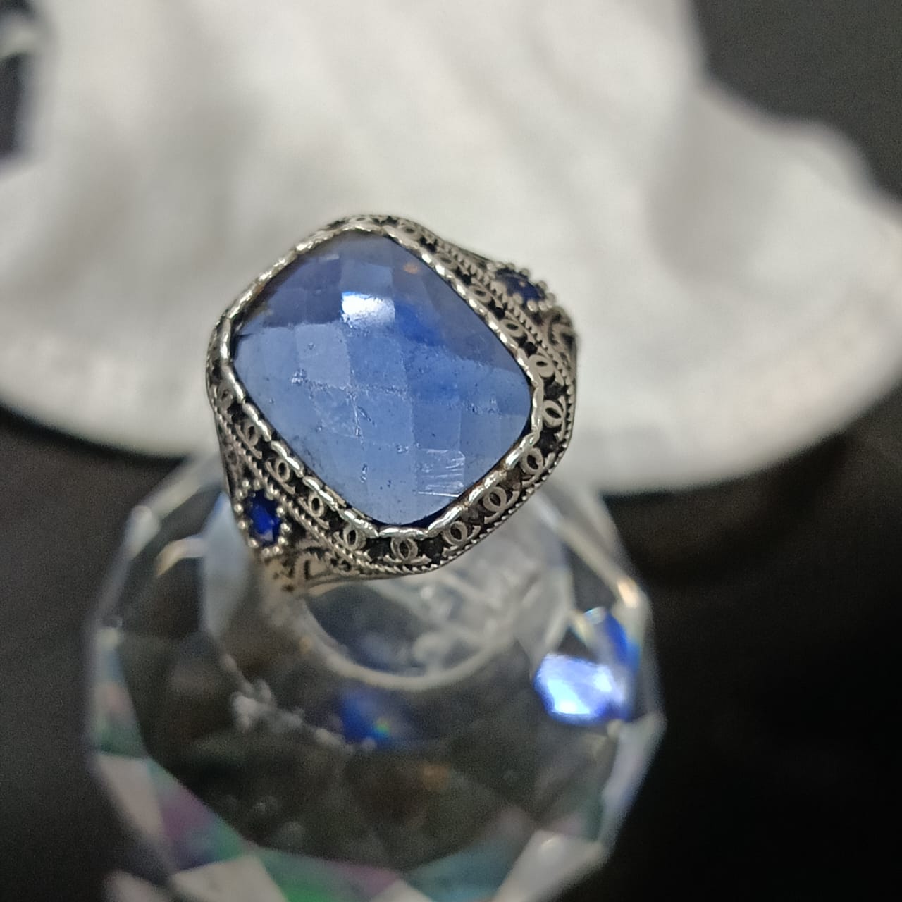 خاتم فضة بحجر تورمالين