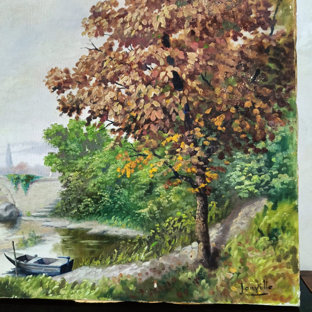 Ancien tableau vintage original sur toile signée