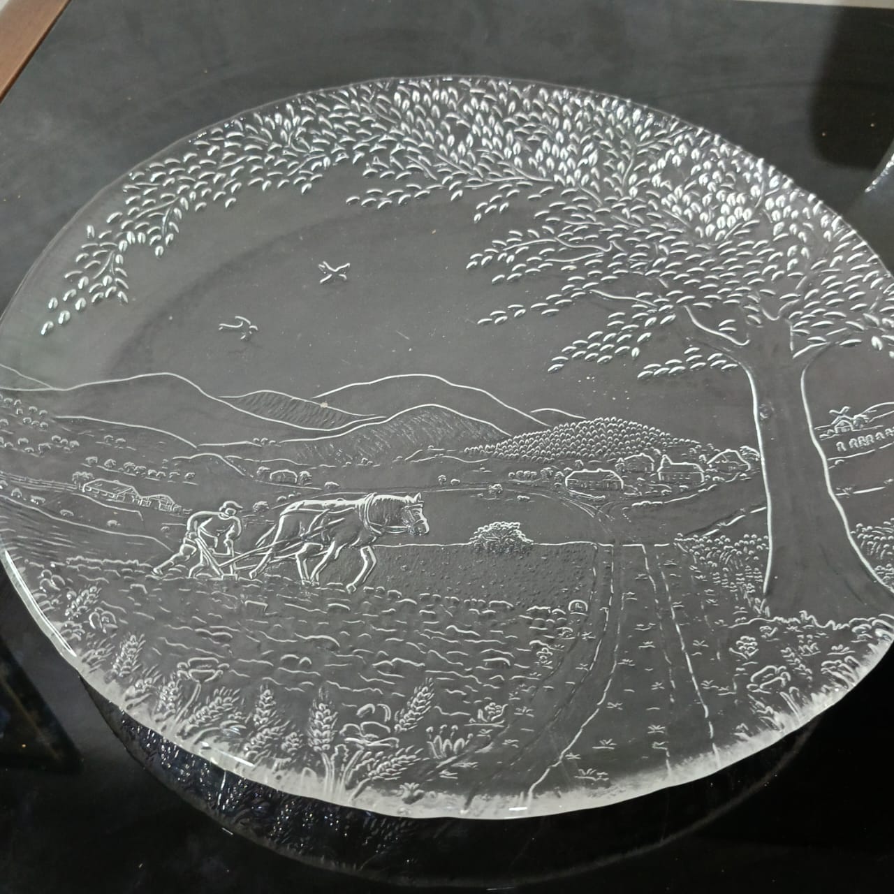 Ancien plat cristal art déco original vintage