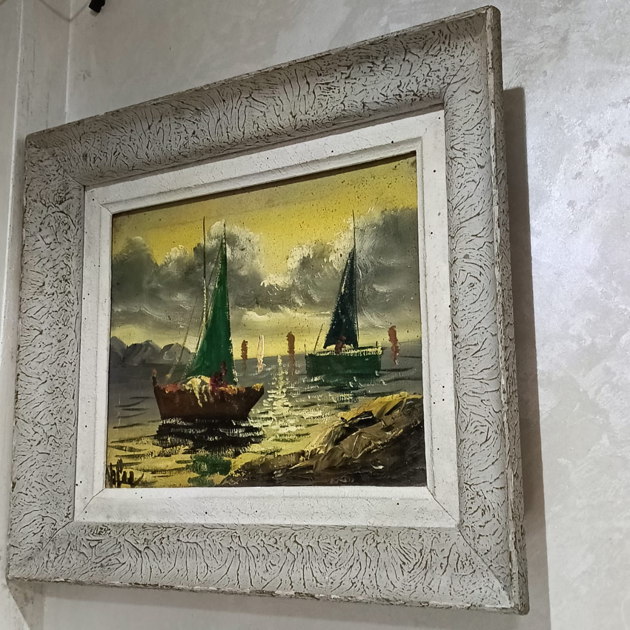 Ancien tableau vintage original sur toil signé