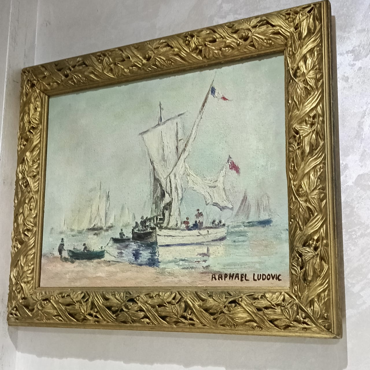 Ancien tableau vintage original sur toil signé