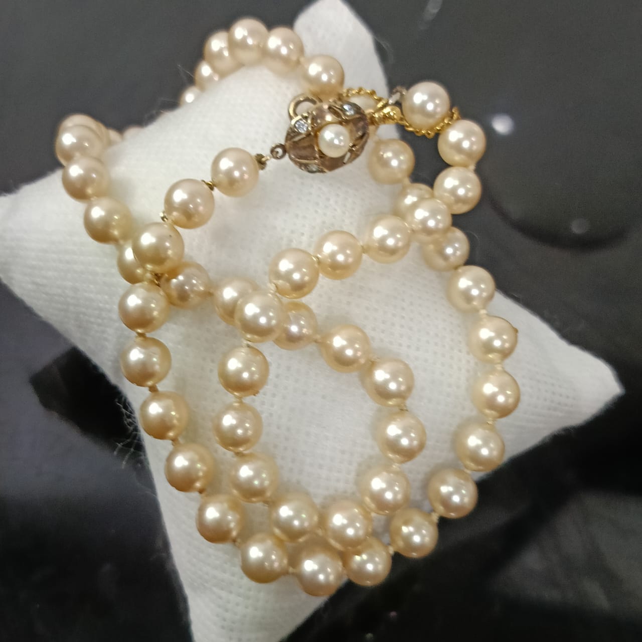 عقد تحفة فرنسي لرلؤ وقفل فضة تغليف ذهب