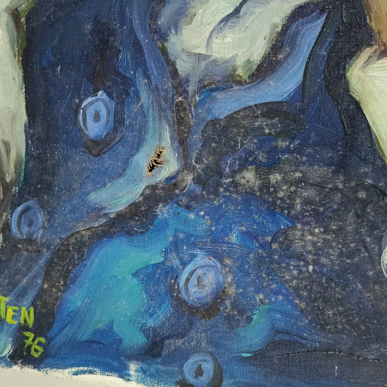 Ancien tableau vintage original sur toile signée