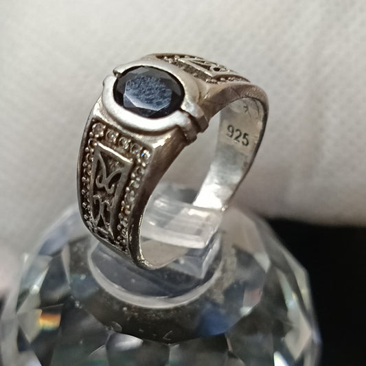 خاتم فضة بحجر عقيق أسود