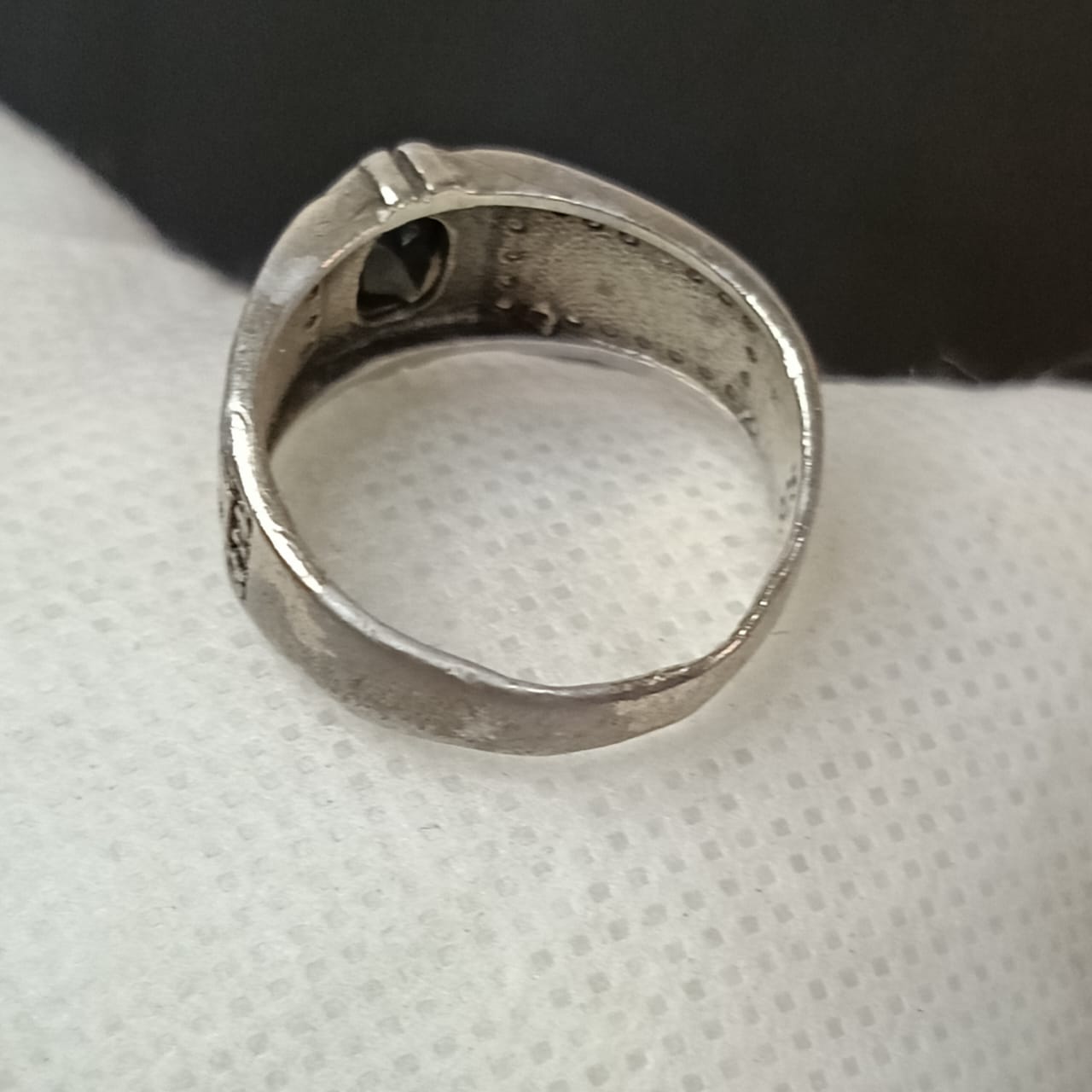 خاتم فضة بحجر عقيق أسود