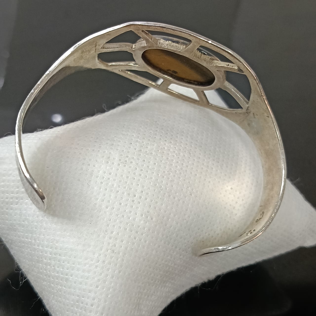 سوار فضة تحفة بحجر عين نمر