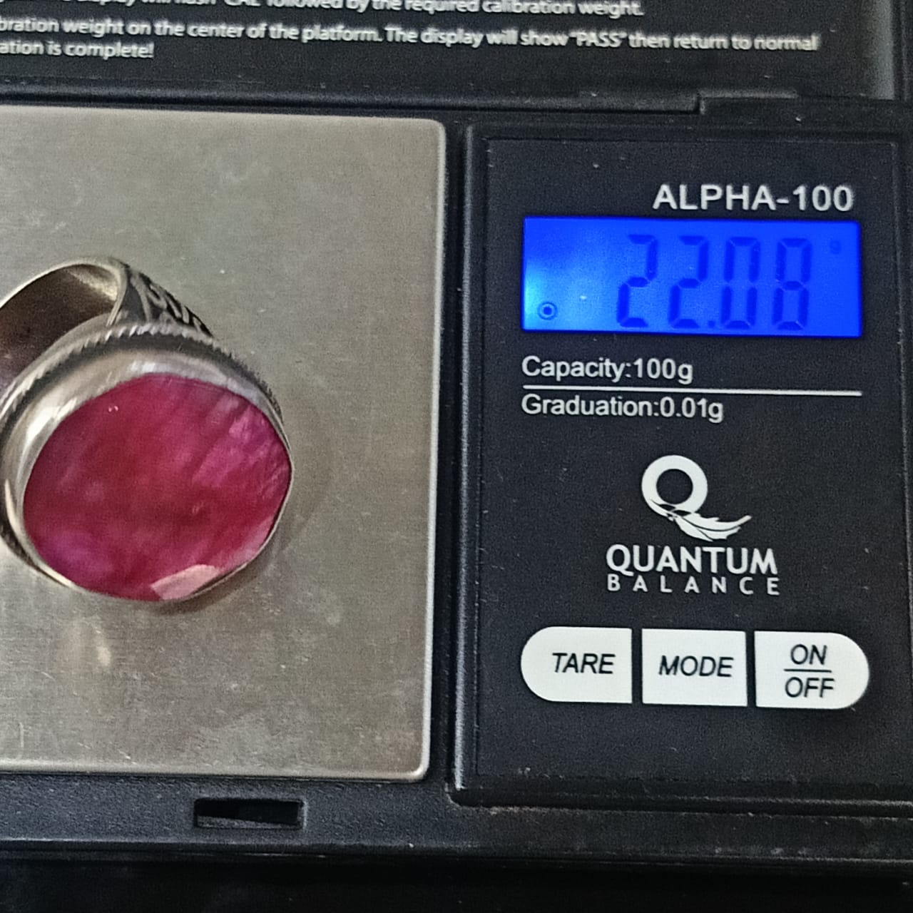 خاتم مميز تحفة فضة بحجر ياقوت طبيعي