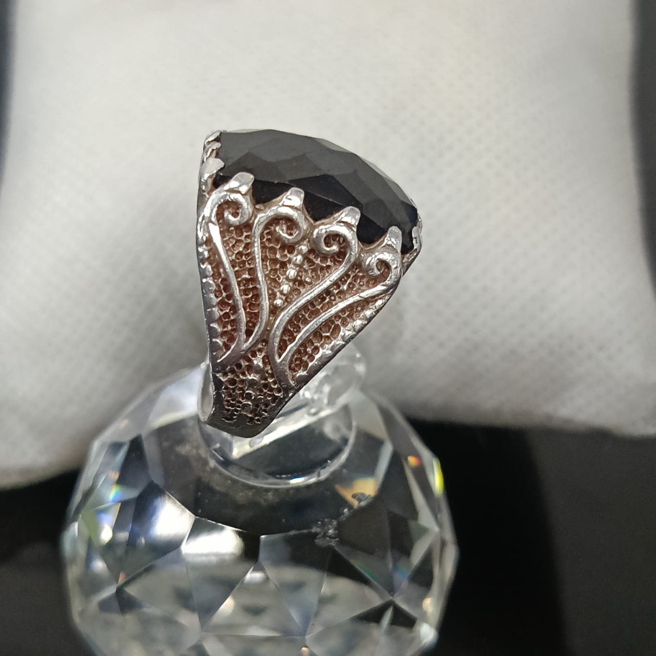 خاتم فضة بحجر أونيكس