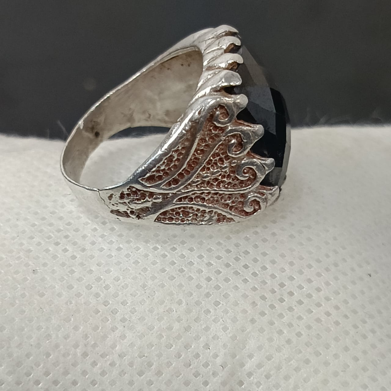 خاتم فضة بحجر أونيكس
