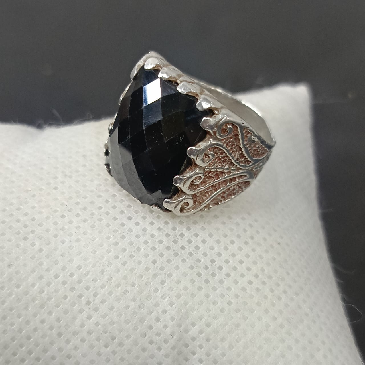 خاتم فضة بحجر أونيكس