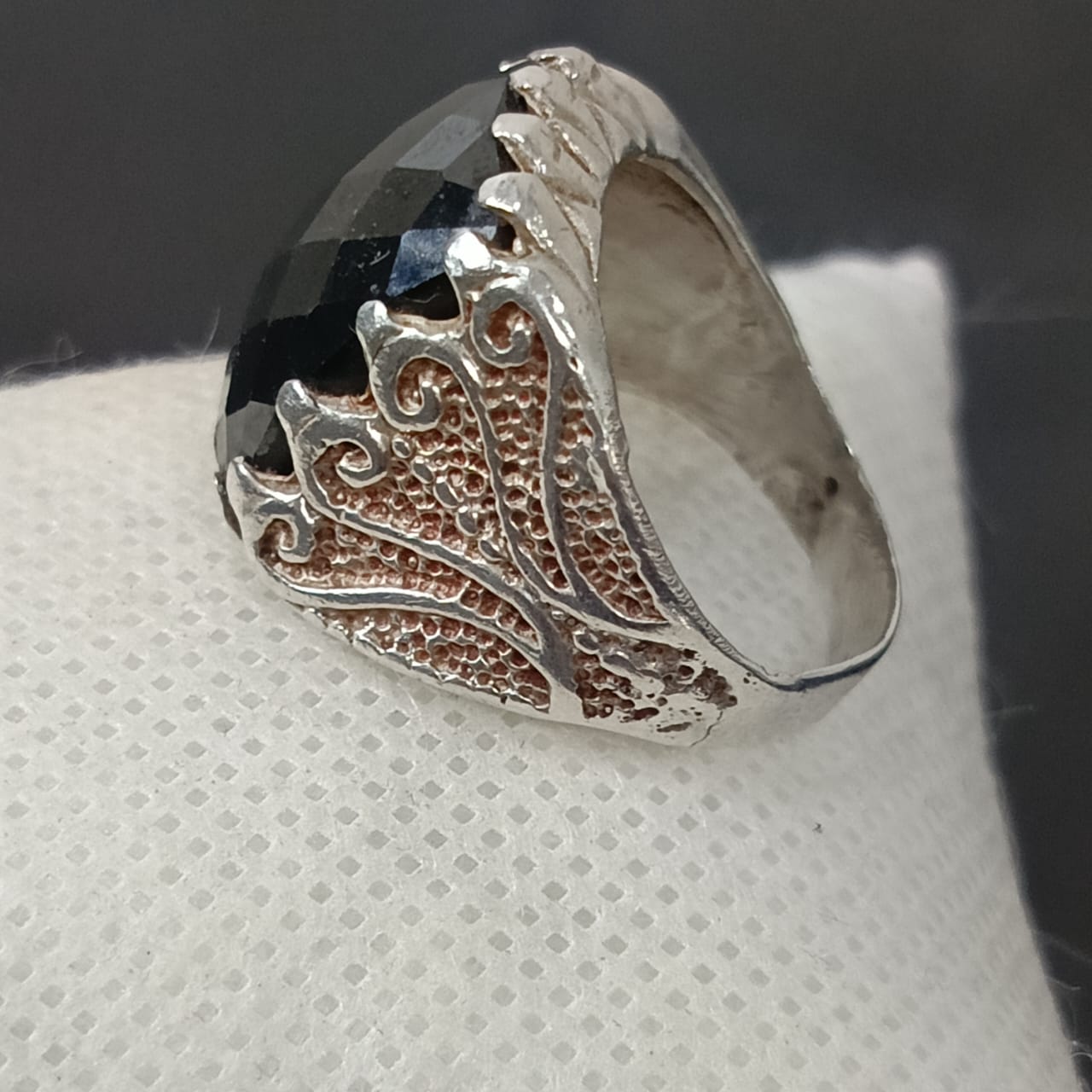 خاتم فضة بحجر أونيكس