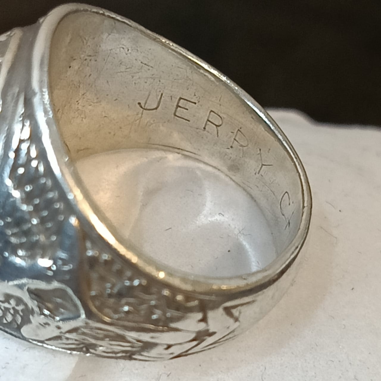 خاتم فضة أمريكي بحجر سفير أزرق طبيعي