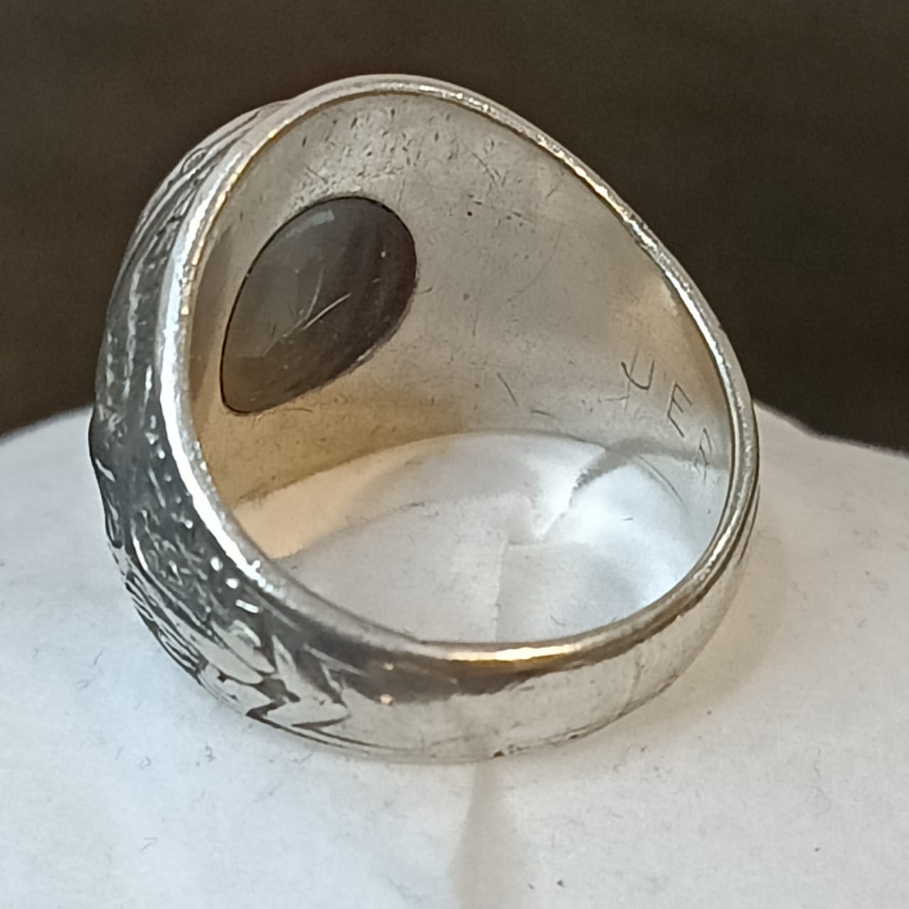 خاتم فضة أمريكي بحجر سفير أزرق طبيعي