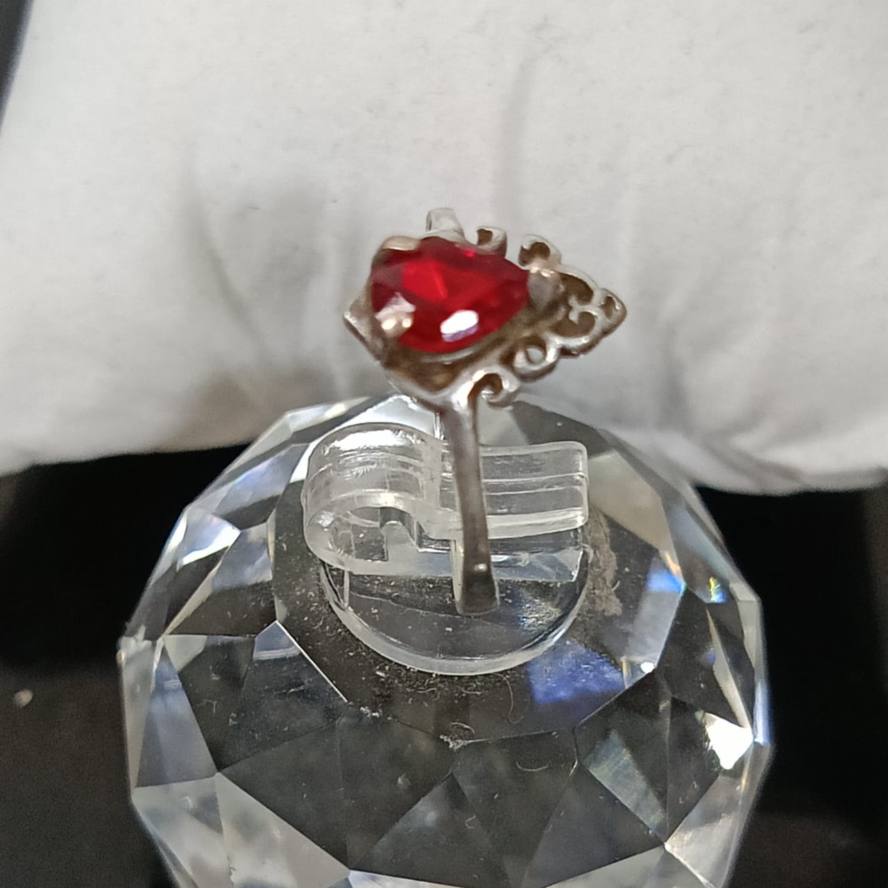 خاتم فضة نسائي بحجر عقيق احمر