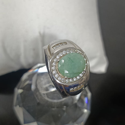 خاتم فضة بحجر زمرد