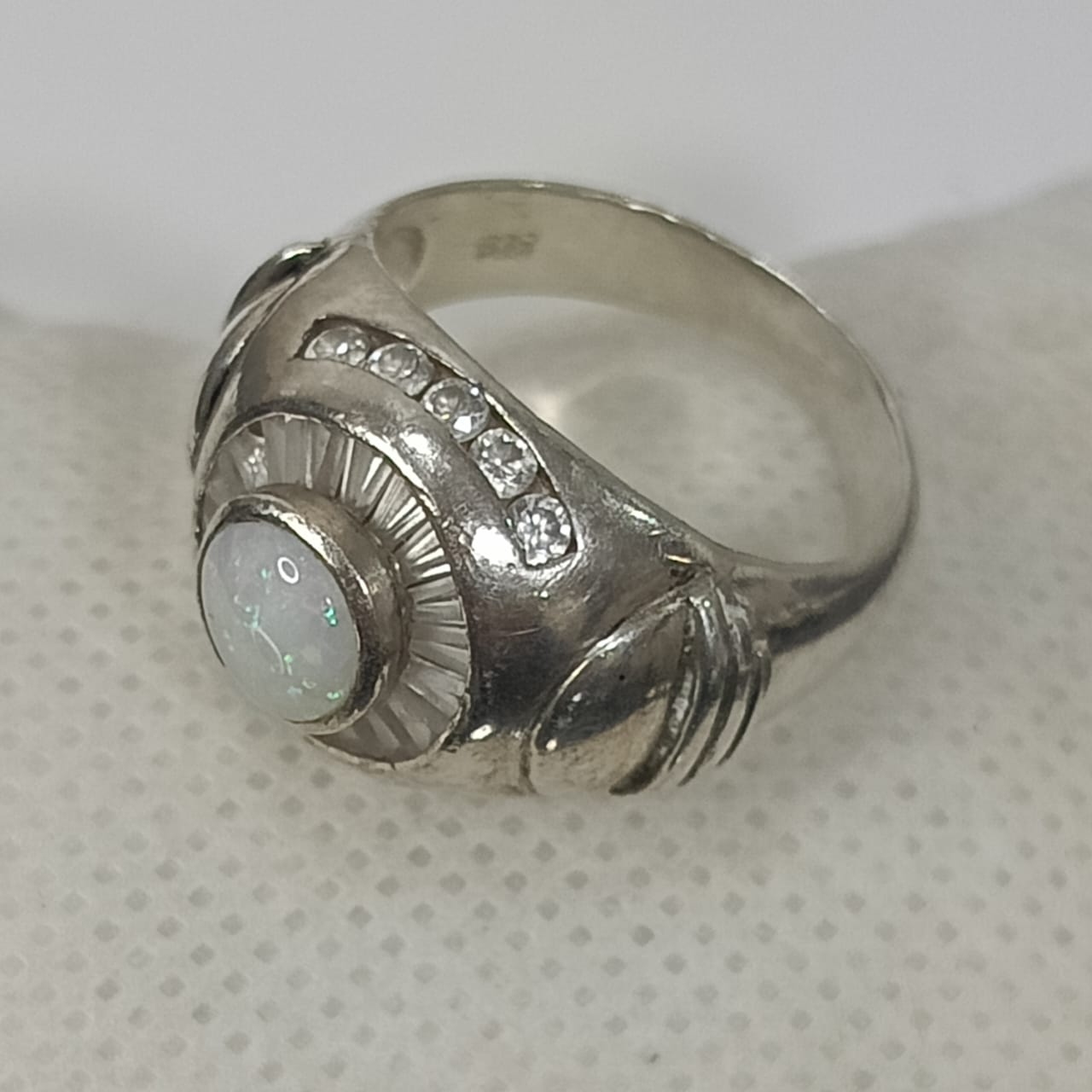 خاتم فضة بحجر أوبال تحفة