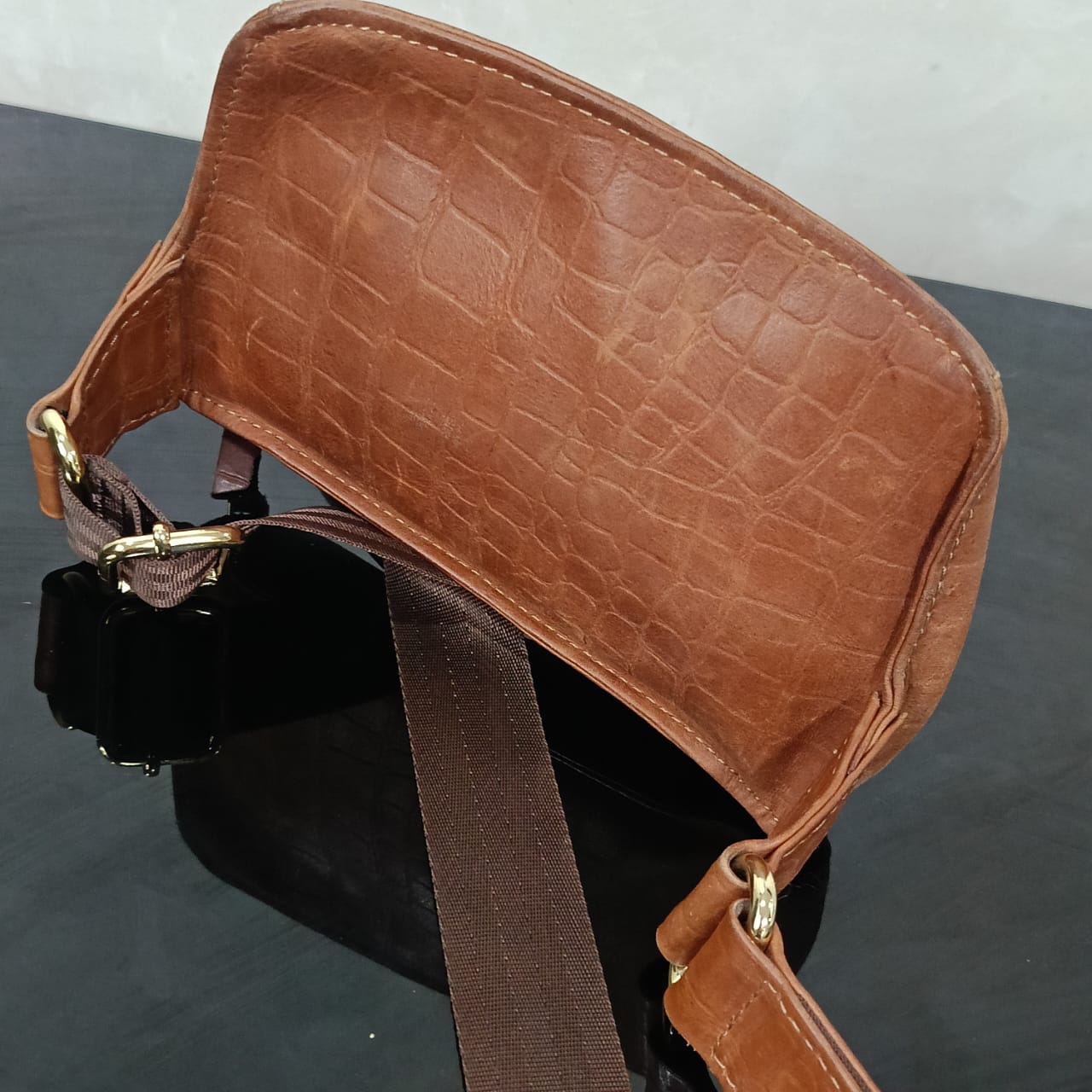 Sacoche en cuir vintage original