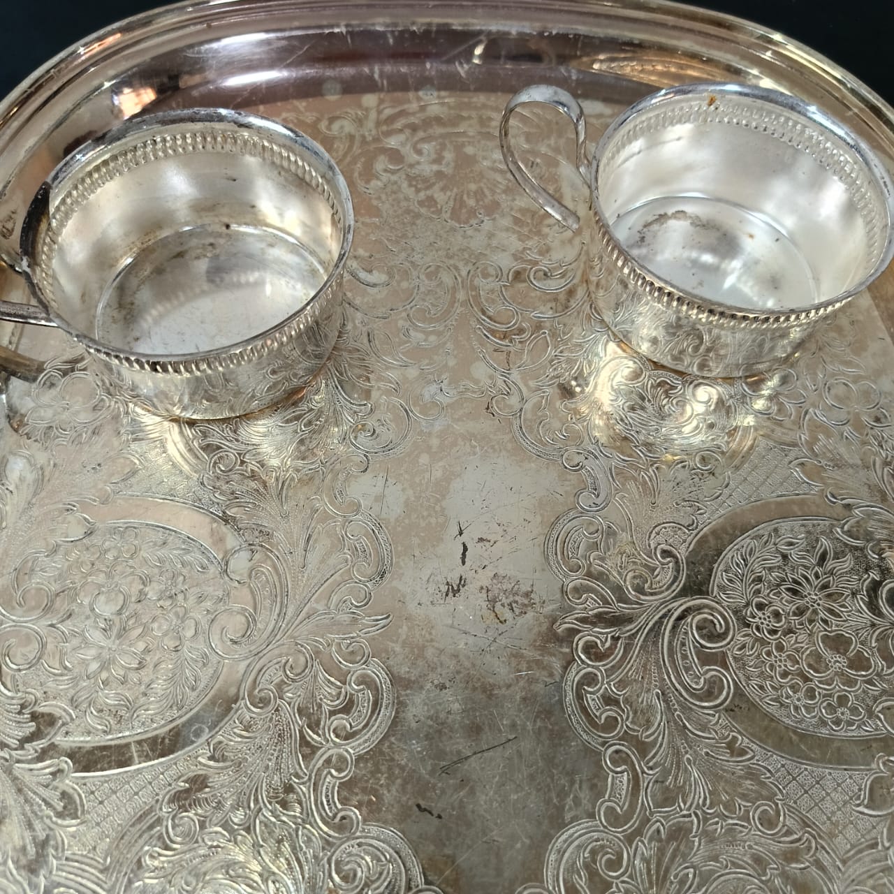 سينية أنتيك تغليف قوي فضة