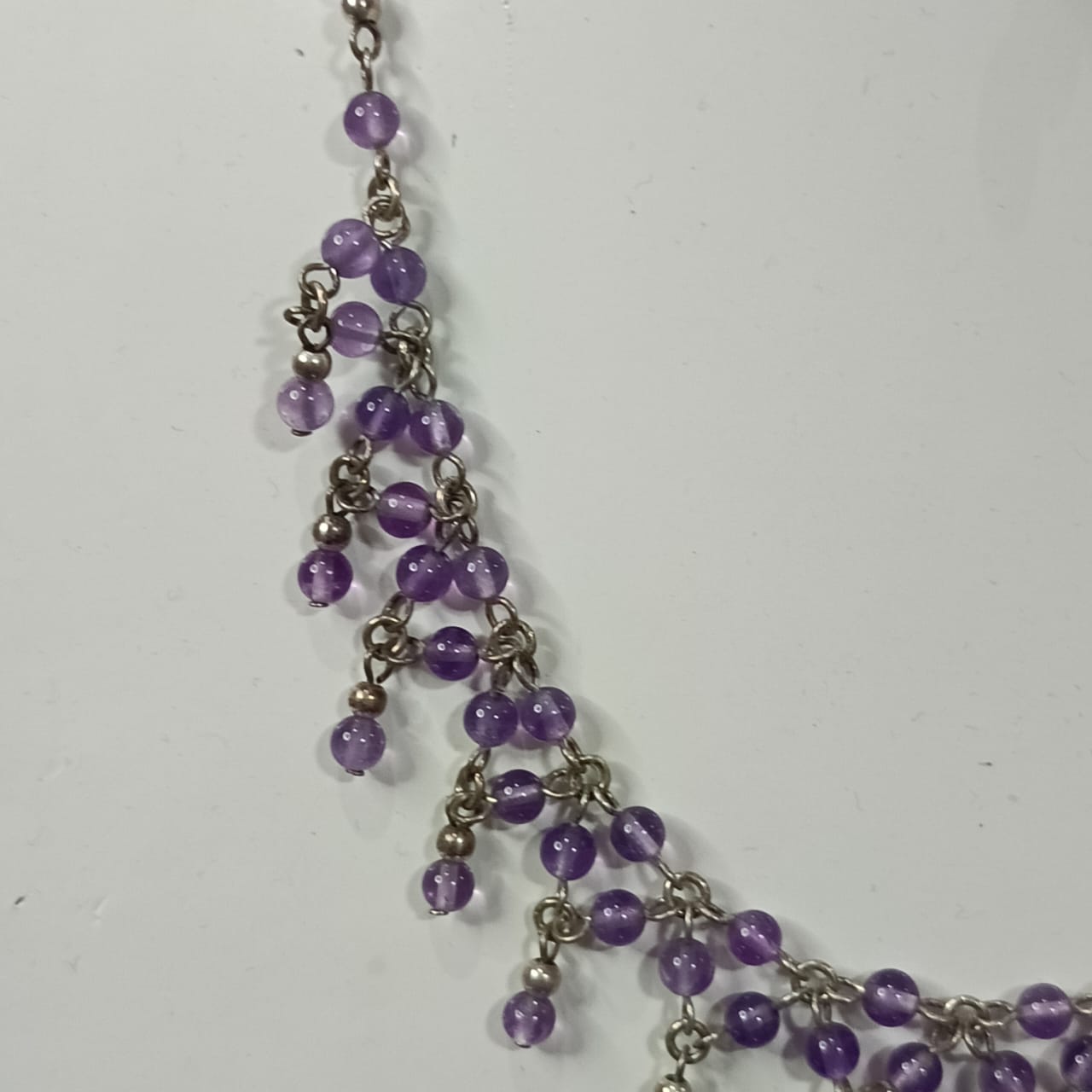 سلسلة وسوارها فضة بحجر أمتيست طبيعي