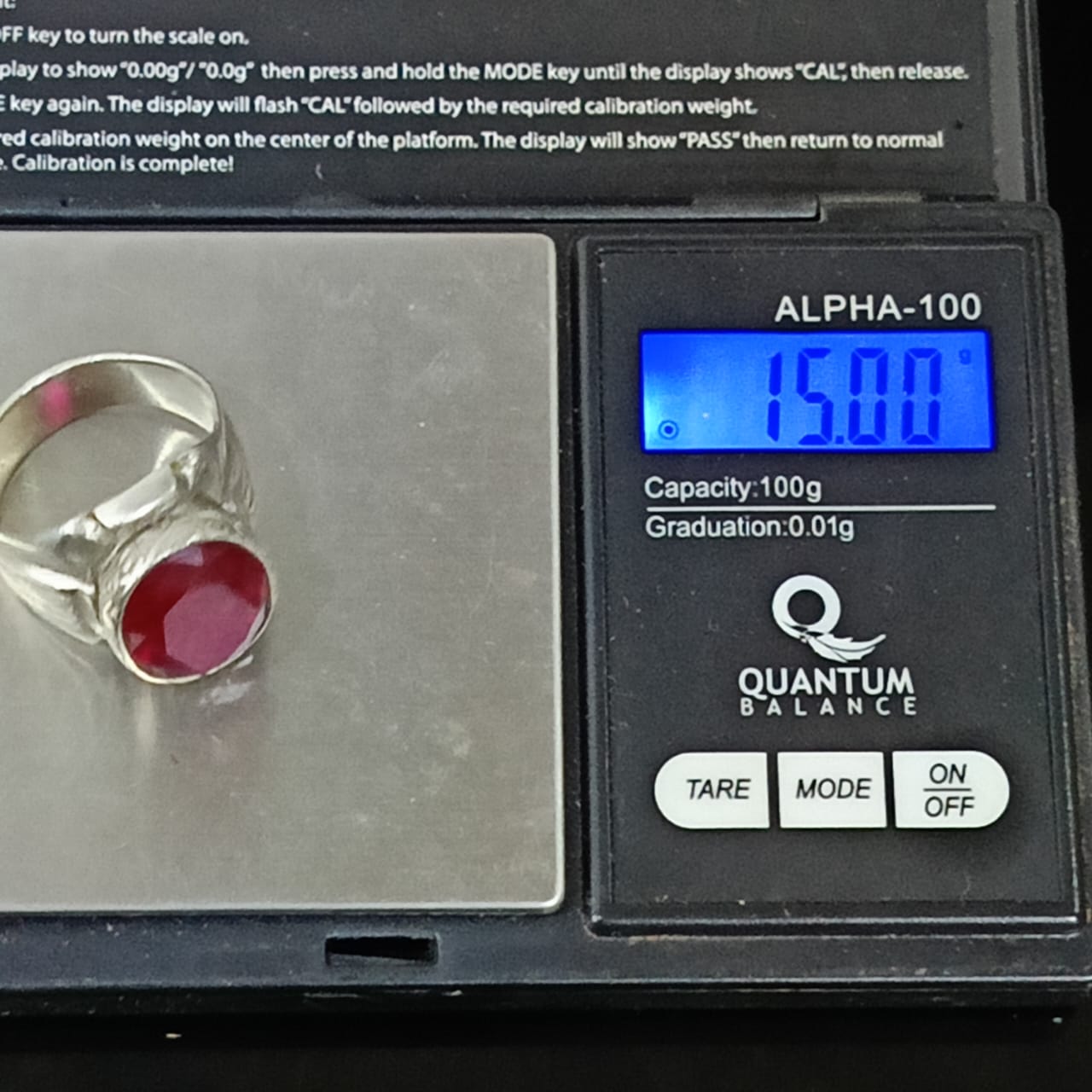 خاتم فضة بحجر ياقوت