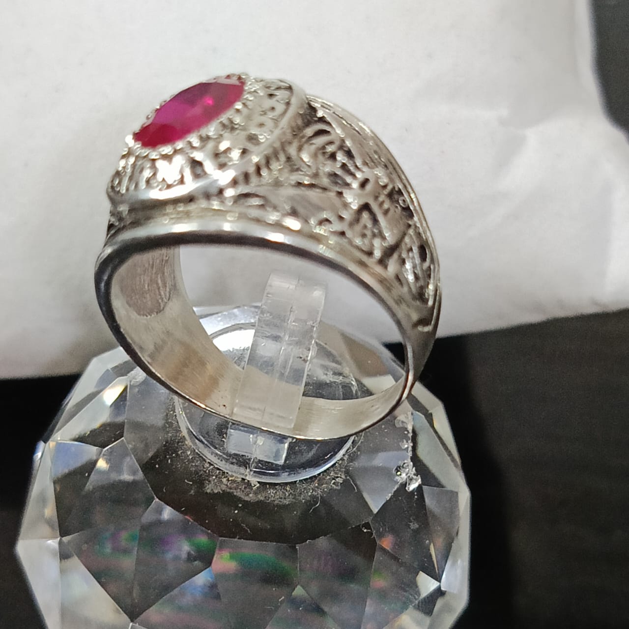 خاتم فضة أمريكي تحفة بحجر ياقوت طبيعي