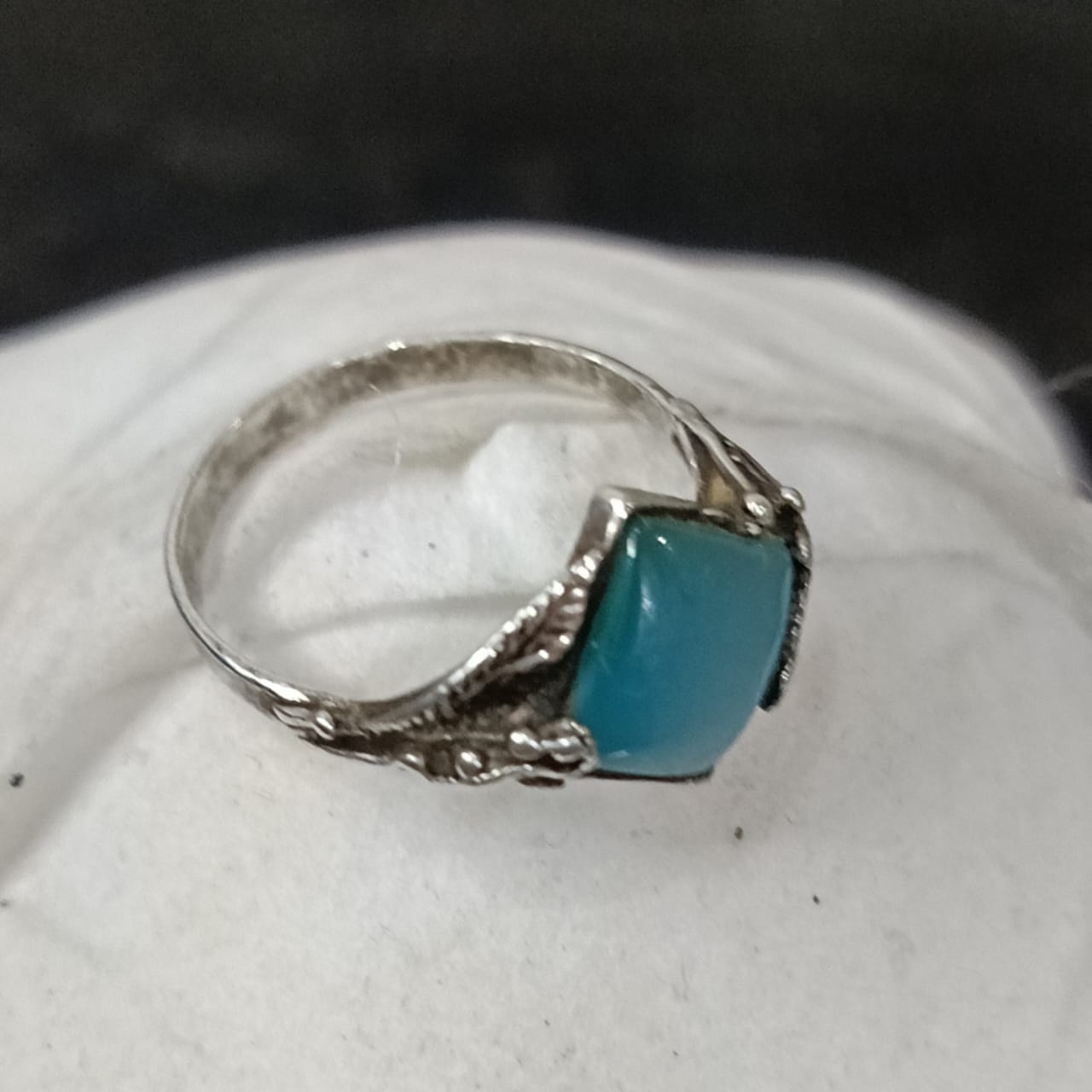 خاتم فضة نسائي بحجر عين الهر