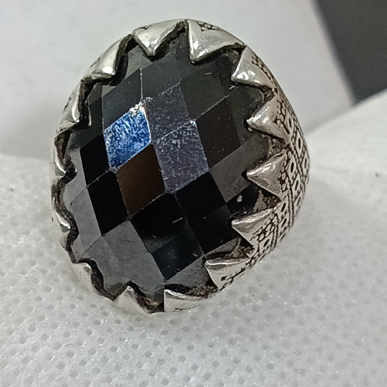 خاتم فضة بحجر أونيكس