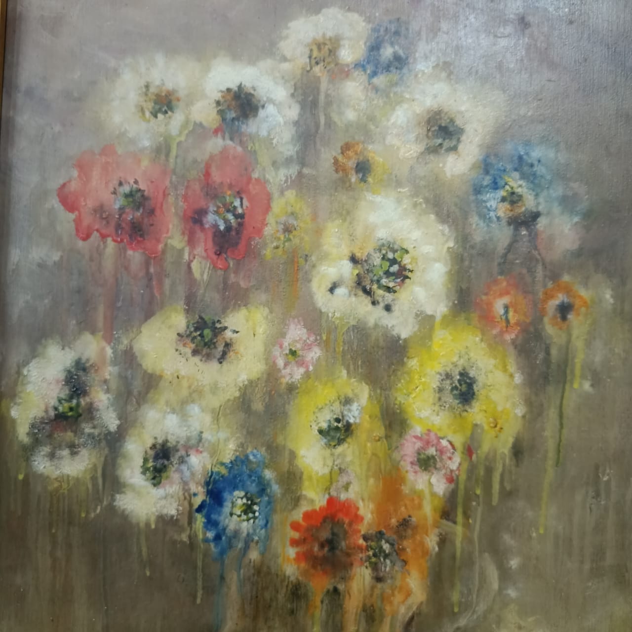 Ancien tableau vintage original signé sur panneau