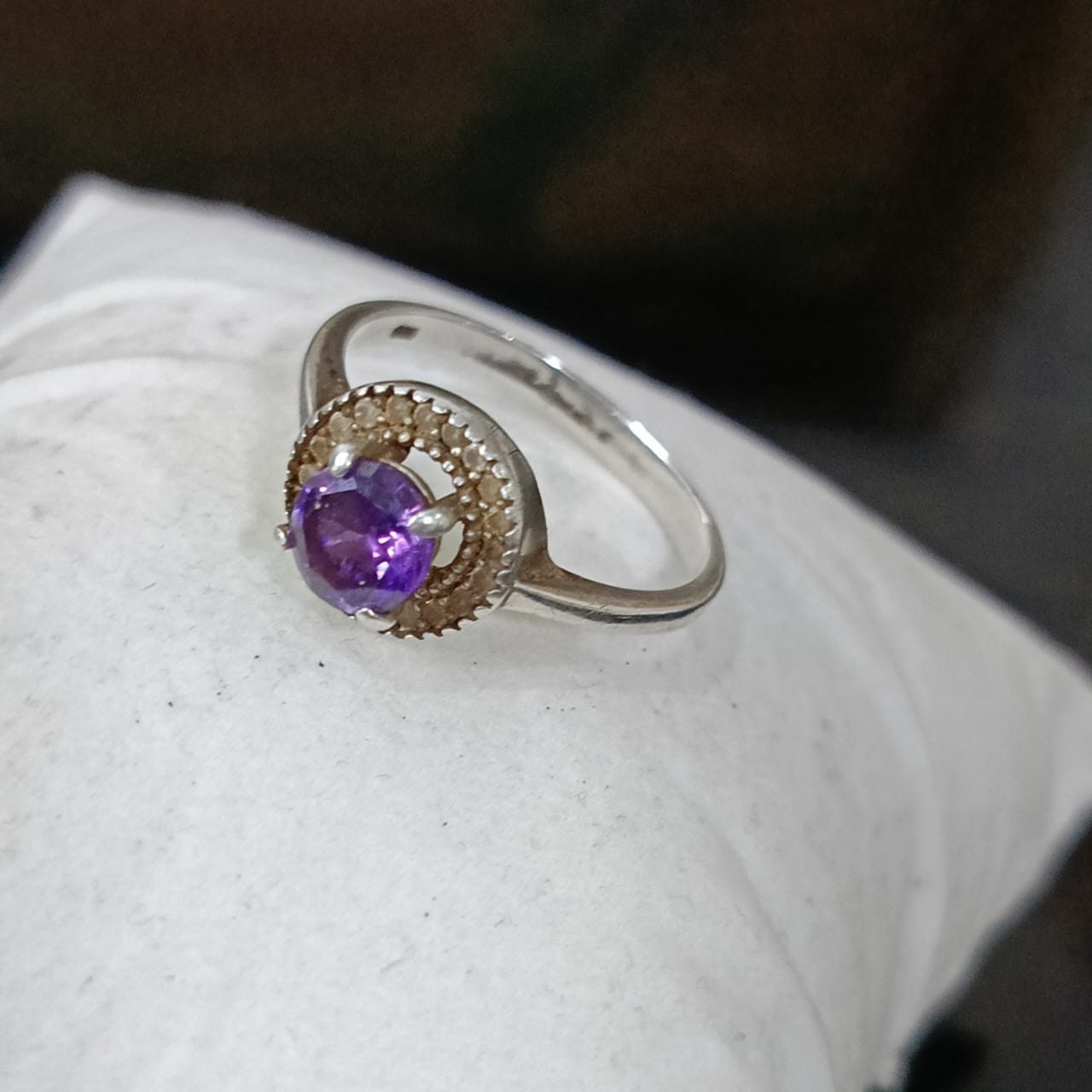 خاتم فضة نسائي بحجر امتيست