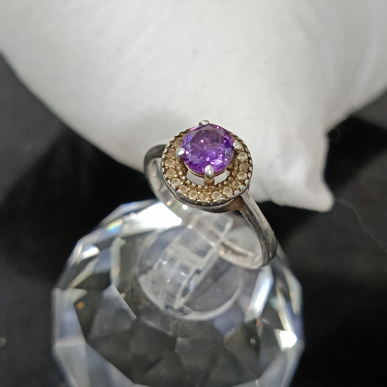 خاتم فضة نسائي بحجر امتيست