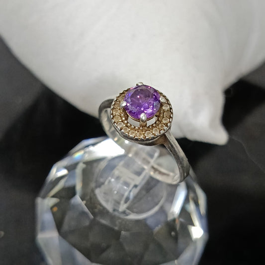 خاتم فضة نسائي بحجر امتيست