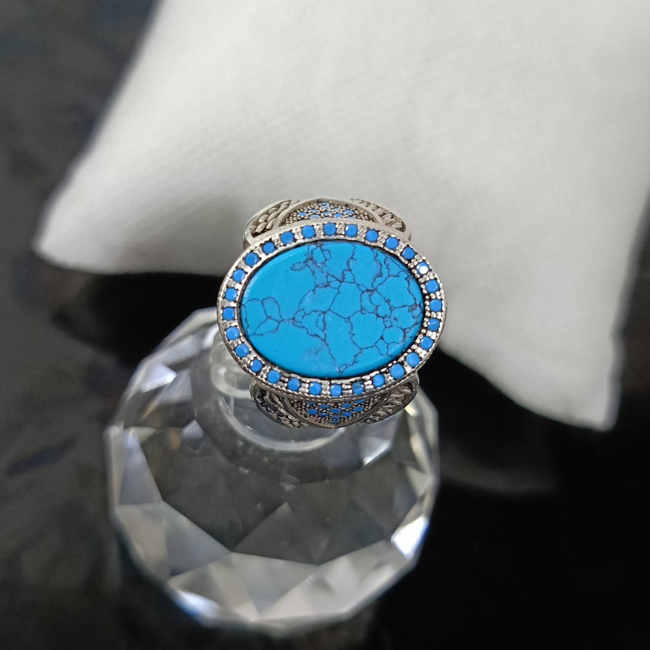 خاتم فضة بحجر فيروز تحفة