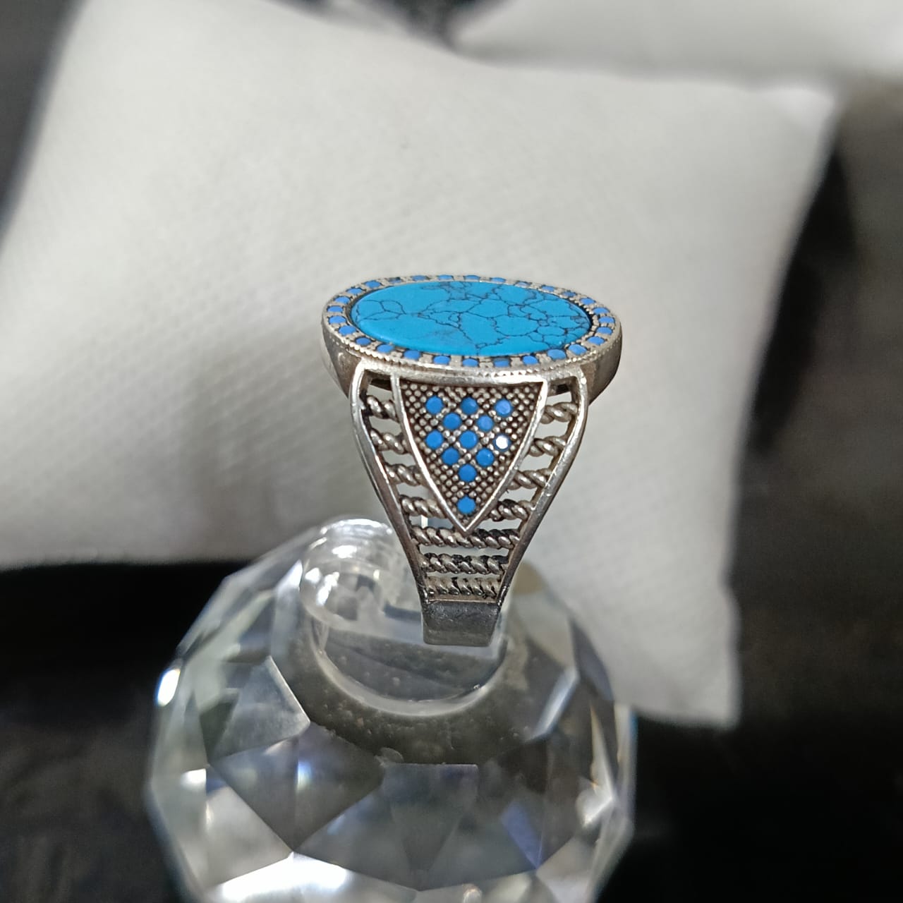 خاتم فضة بحجر فيروز تحفة