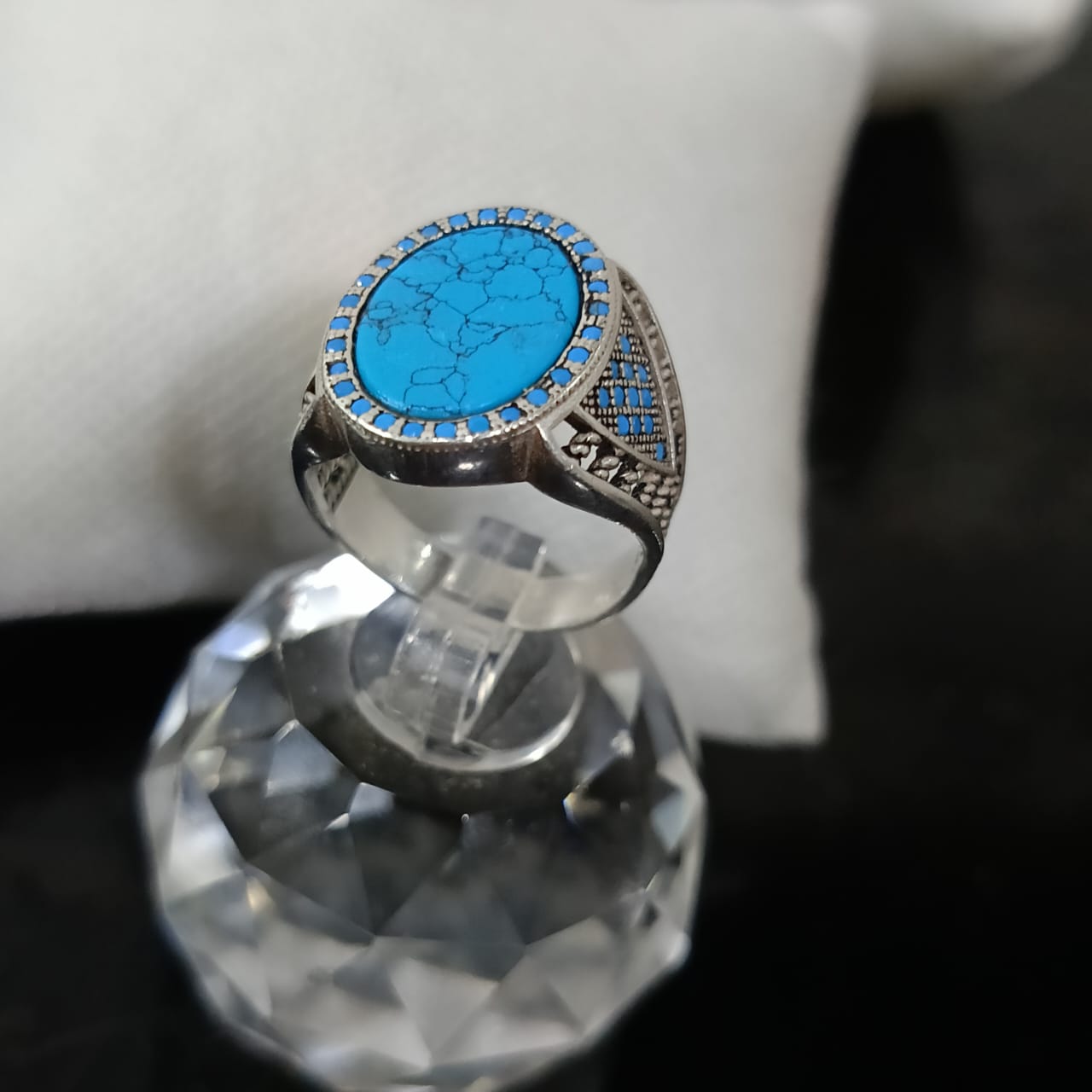 خاتم فضة بحجر فيروز تحفة
