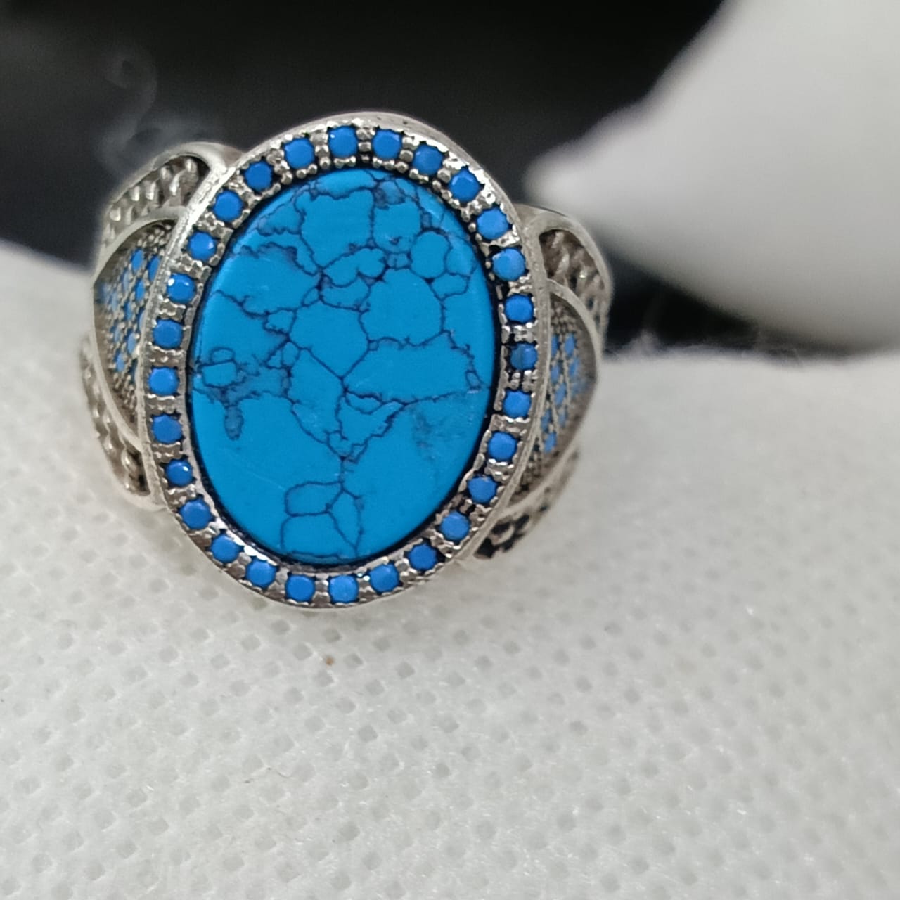 خاتم فضة بحجر فيروز تحفة