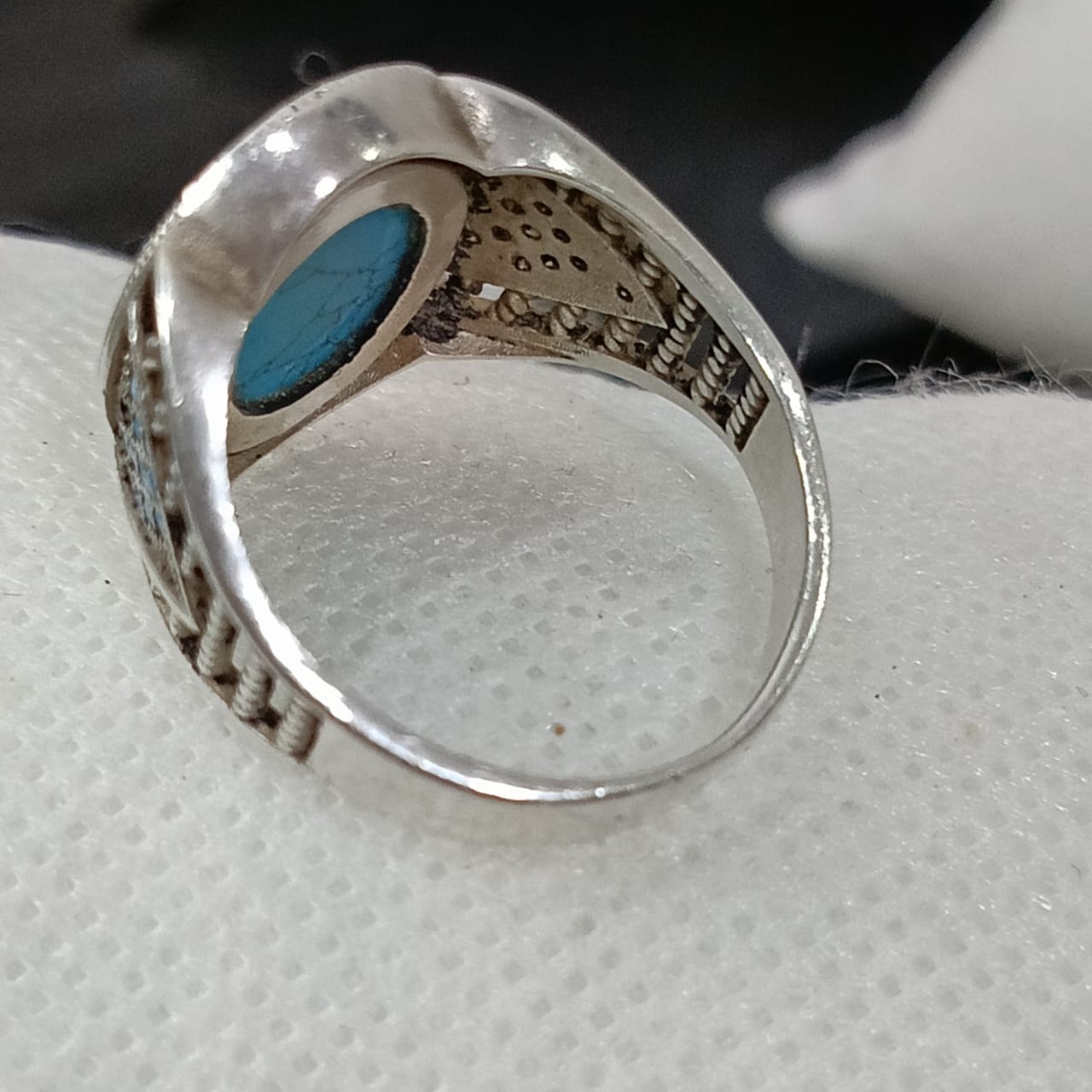 خاتم فضة بحجر فيروز تحفة