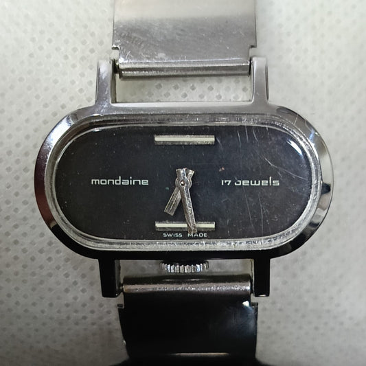 Montre mondaine suisse mécanique femme plaqué or blanc