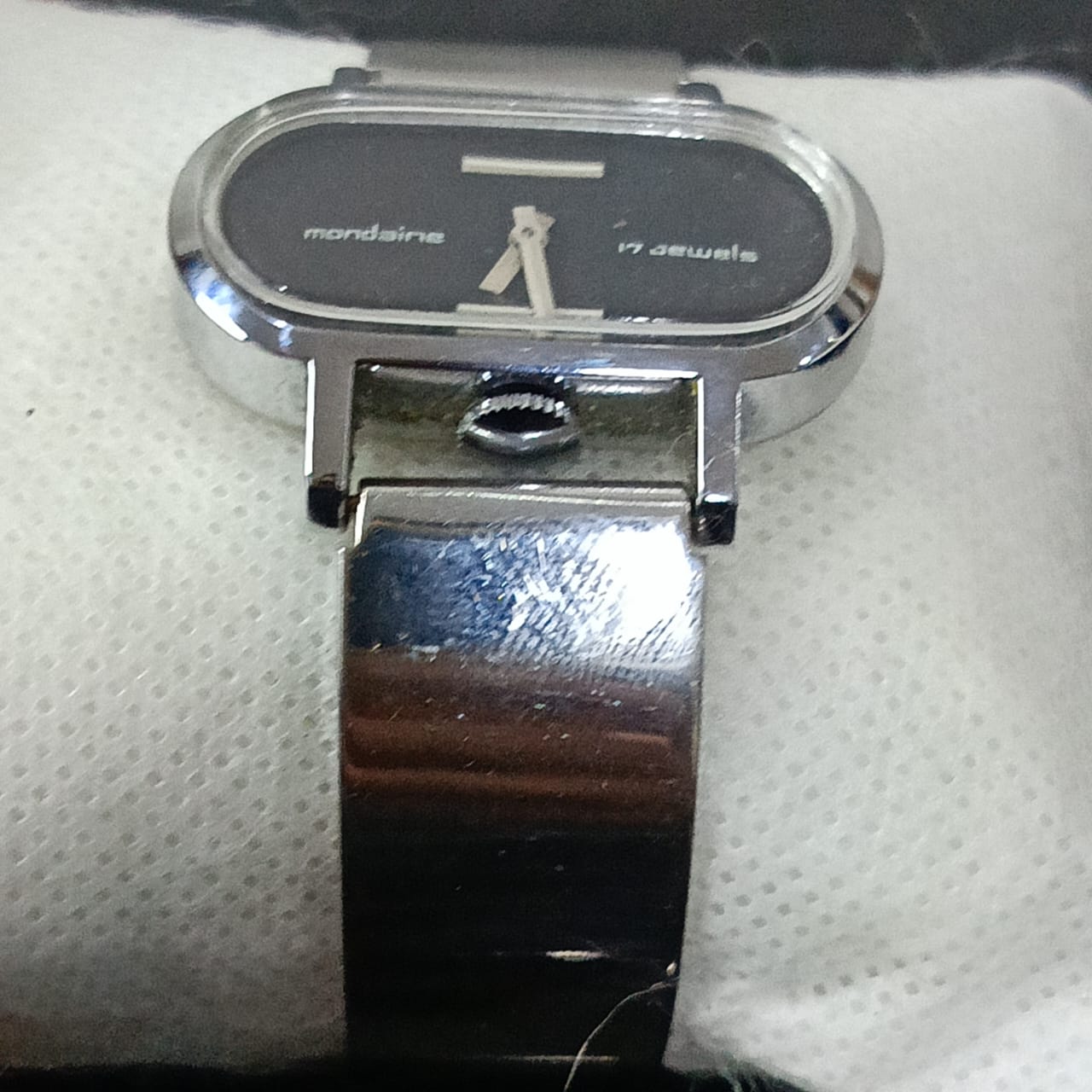 Montre mondaine suisse mécanique femme plaqué or blanc