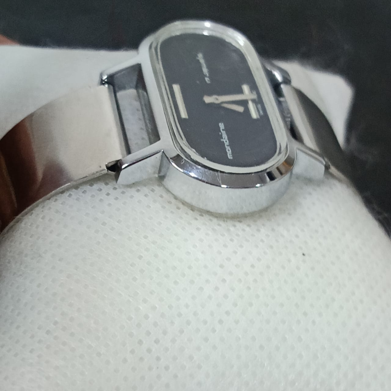 Montre mondaine suisse mécanique femme plaqué or blanc