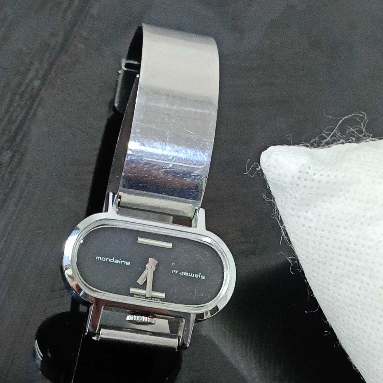 Montre mondaine suisse mécanique femme plaqué or blanc