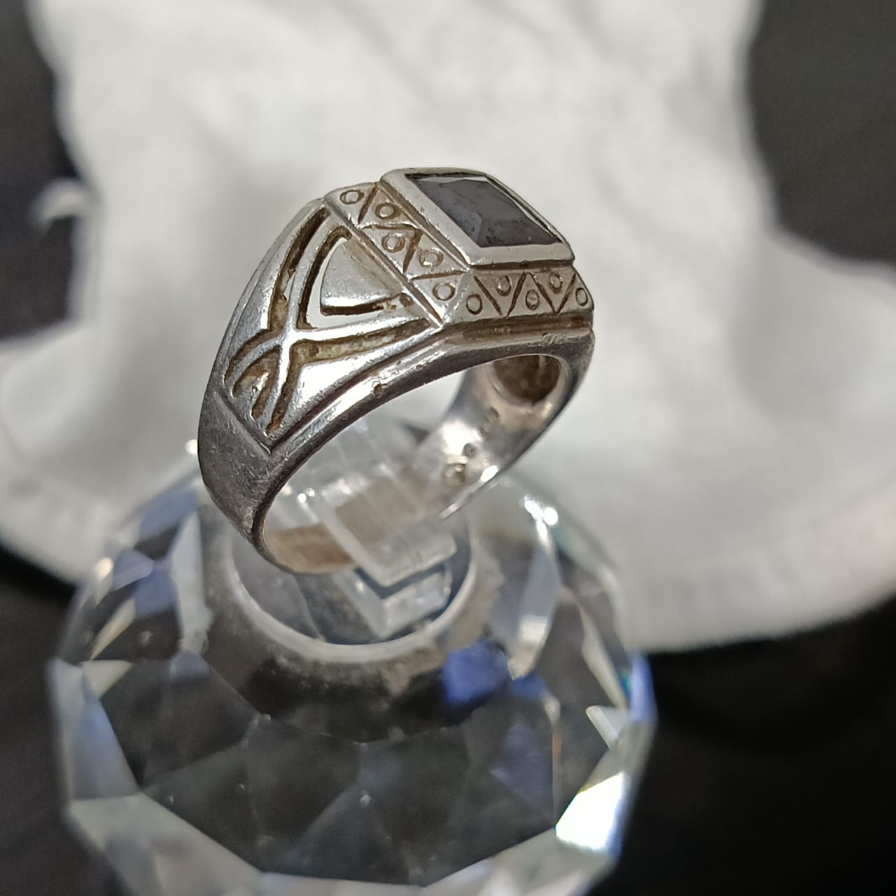 خاتم فضة بحجر أونيكس