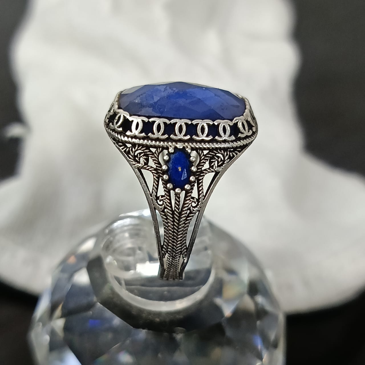 خاتم فضة بحجر تورمالين