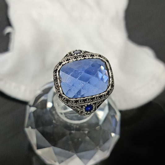 خاتم فضة بحجر تورمالين