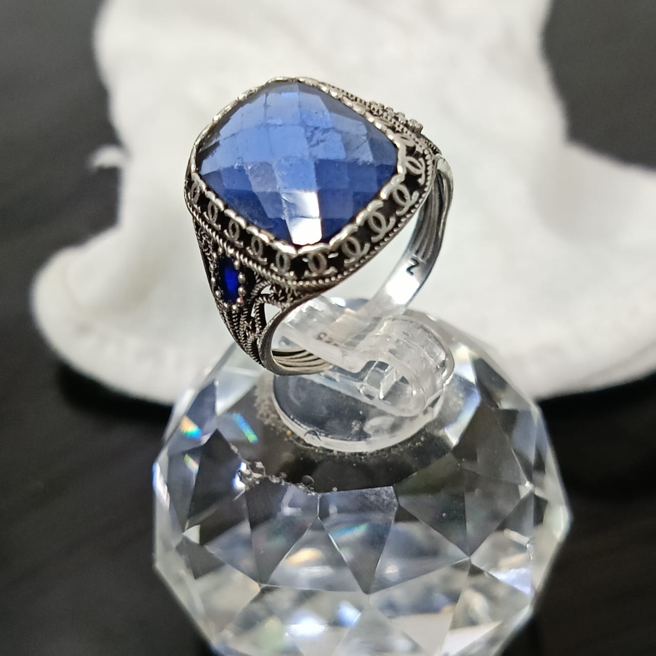 خاتم فضة بحجر تورمالين