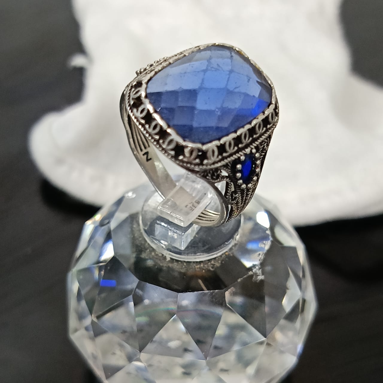 خاتم فضة بحجر تورمالين