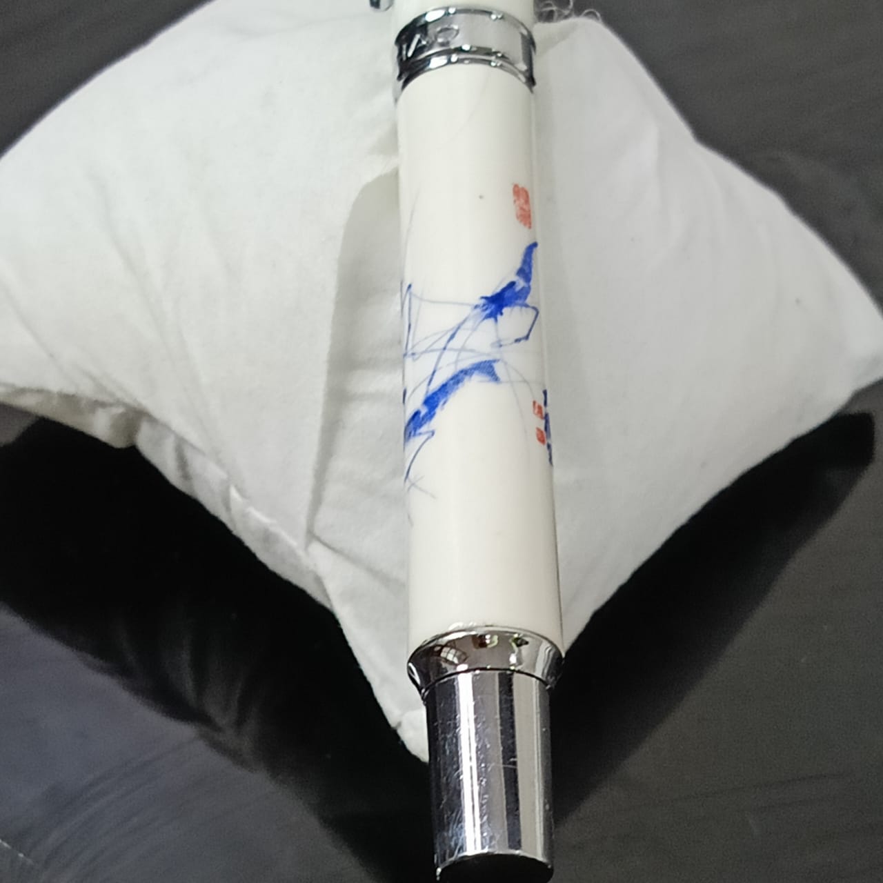 Stylo plume plaqué or 18k blanc original et faïence chinois