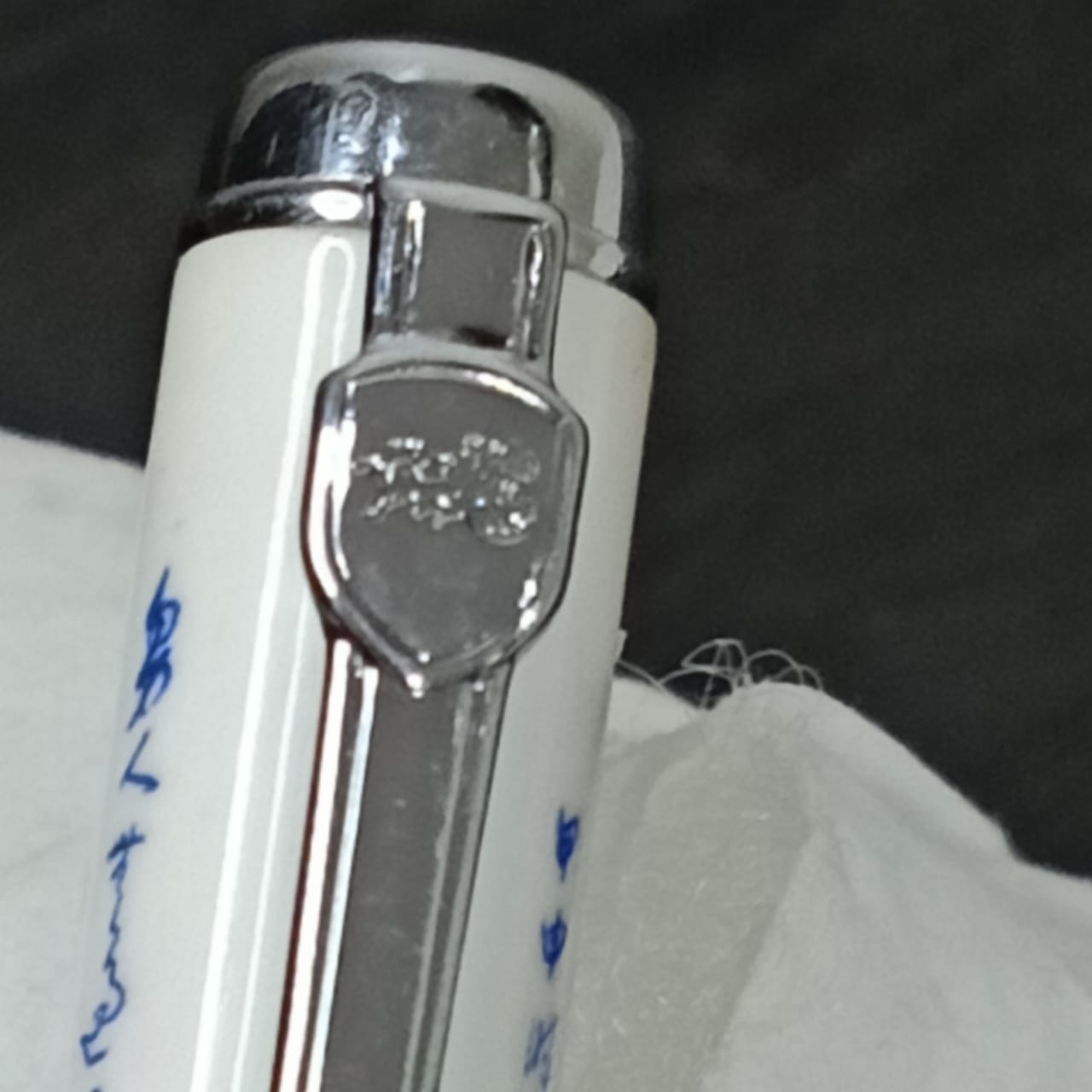 Stylo plume plaqué or 18k blanc original et faïence chinois